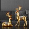 2pcs Modern Elk Statue Resin Animal Sculpture Couple Deer Ornaments  Micro Landscape