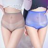 Женские блестящие прозрачные ультратонкие трусики, глянцевые трусики с высокой талией, прозрачные