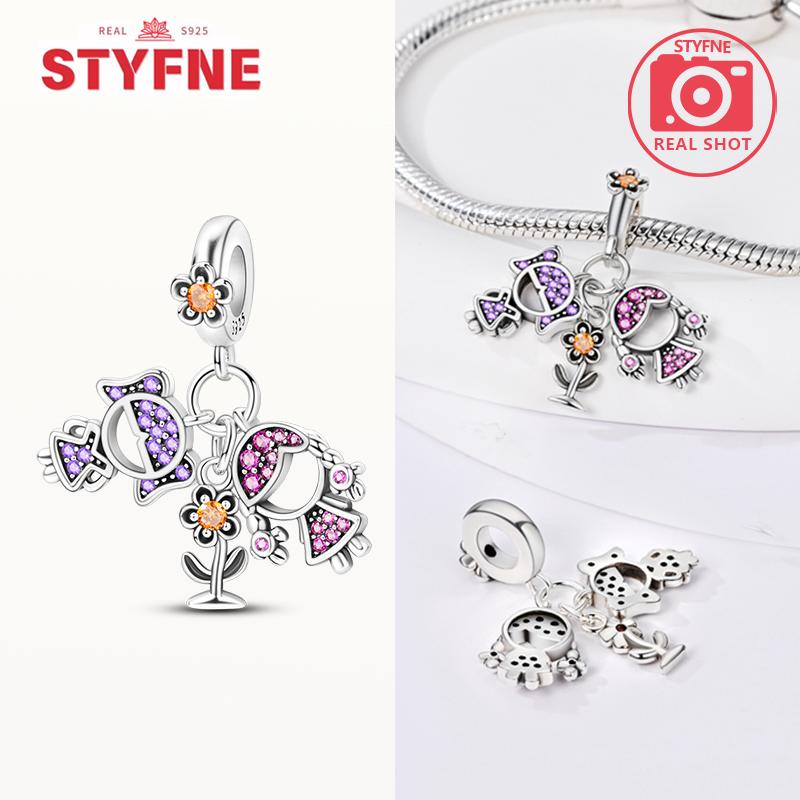 New 925 Silver Sparkling Magic Cube Love Charm Red Heart Beads DIY for Women Bracelet Fine Jewelry Gift Accessories