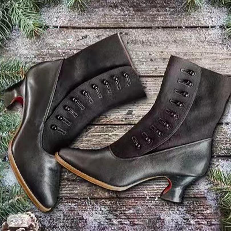 Женские короткие ботильоны SLIP-ON смешанных цветов с заостренными нерегулярными каблуками, круглыми жемчужными пряжками, уличный тренд, осенние ботильоны