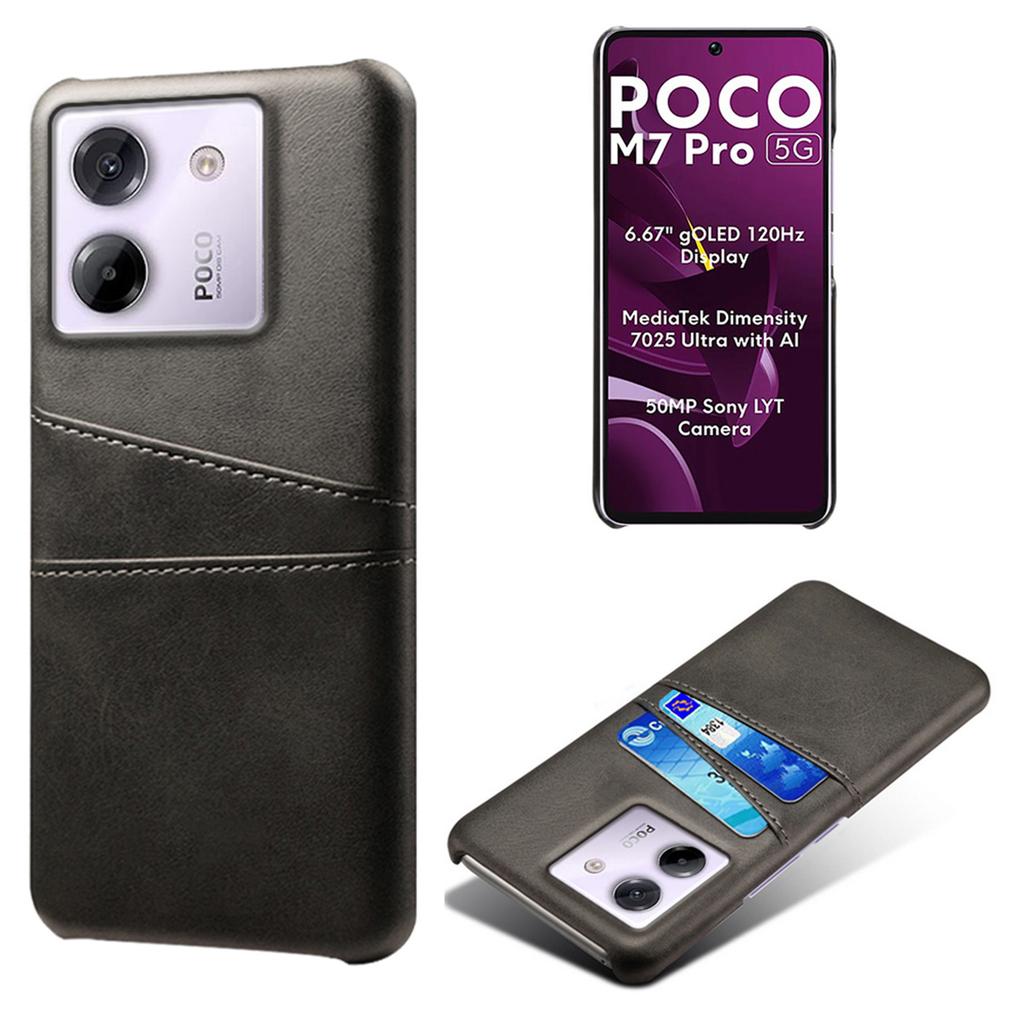 For Xiaomi Poco M7 Pro 5G Case Dual Card Slots PU Leather + Hard PC Phone Cover