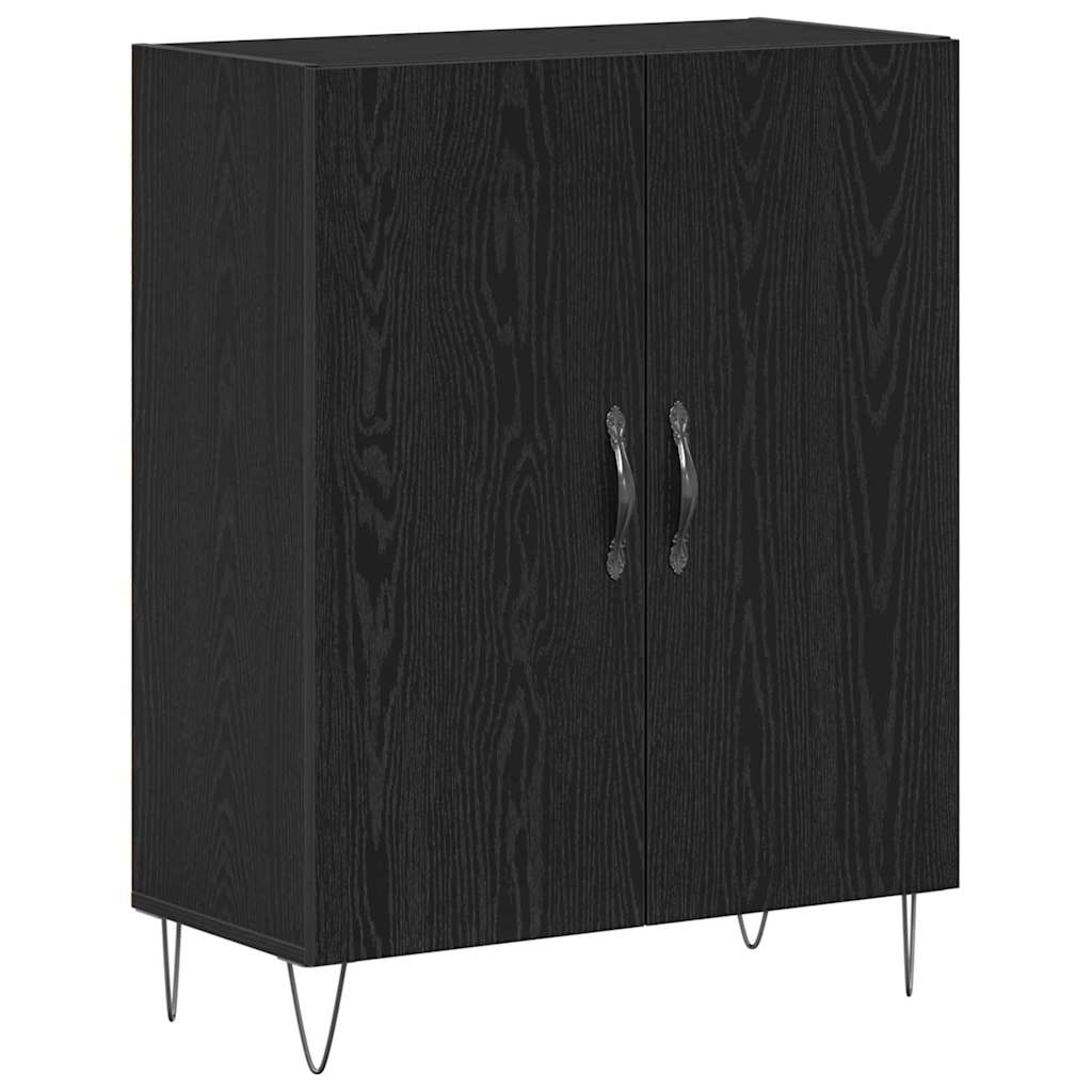 Sideboard in Black Oak Look 69.5 x 34 x 90 cm Engineered Wood