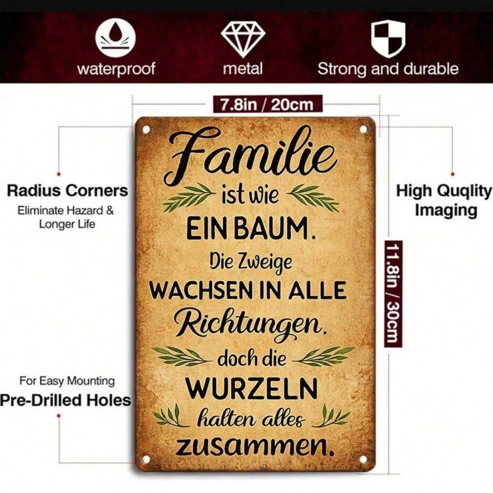 1 шт. Винтажная металлическая жестяная табличка Familie Ist Wie Ein Baum Немецкая цитата Декор стены 12x8 дюймов Ретро табличка