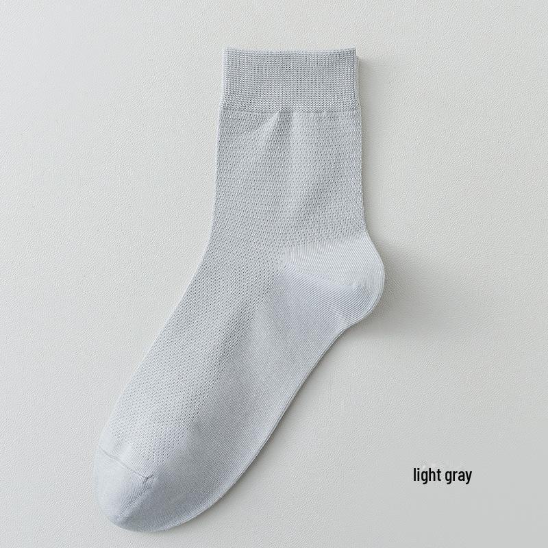 Мужские сетчатые носки средней длины из хлопка — дышащая, впитывающая пот, повседневная спортивная одежда однотонного черного и белого цветов для весны/лета.