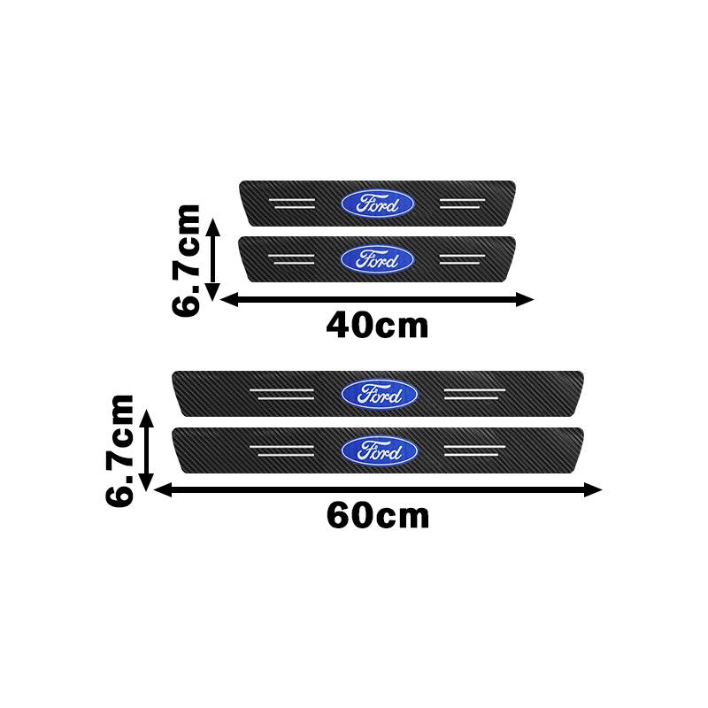 Emblem Carbon Fiber Decal Car Door Sill Protection 3D Sticker Accessory For Ford F150 Focus Ranger Fiesta Transit Mustang Mondeo