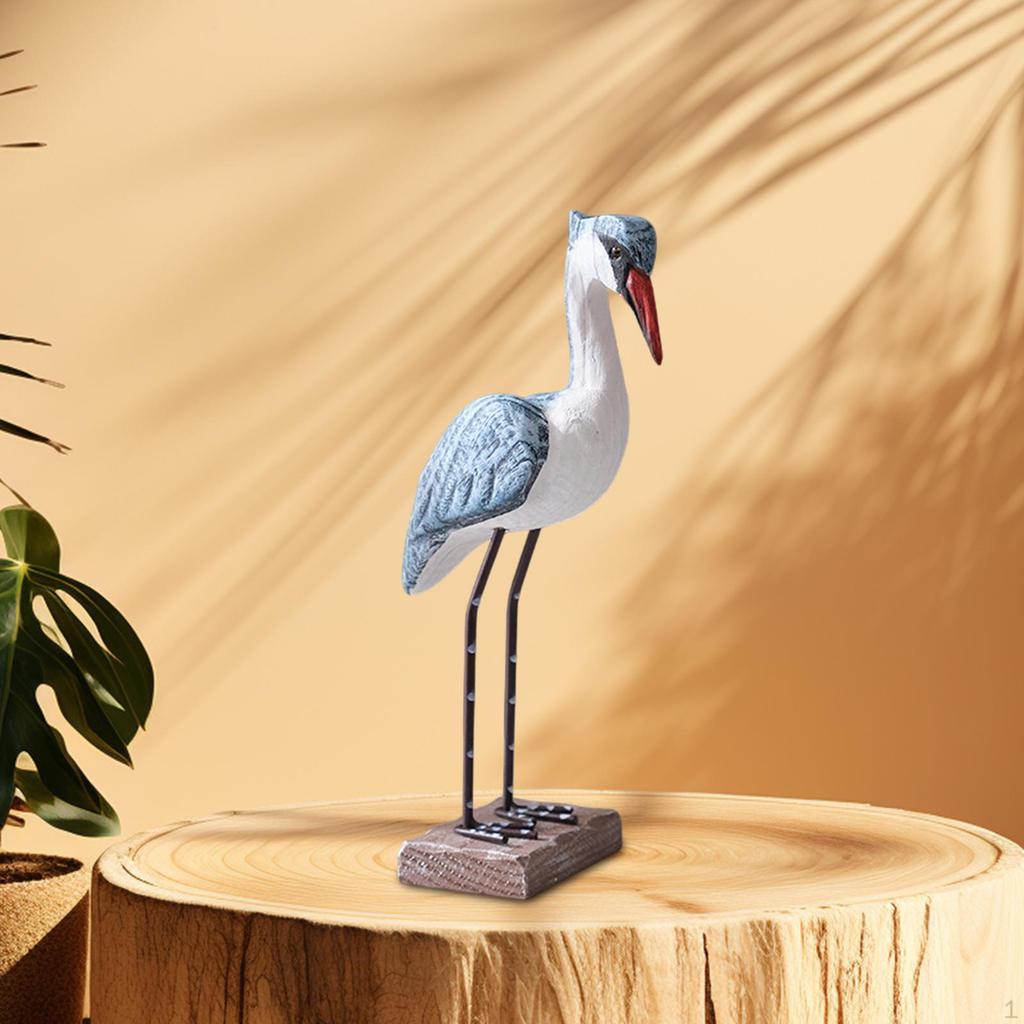 Wood Sea Bird Figurine Rustic Craft Collection Desktop Decoration for Cafe and Home
