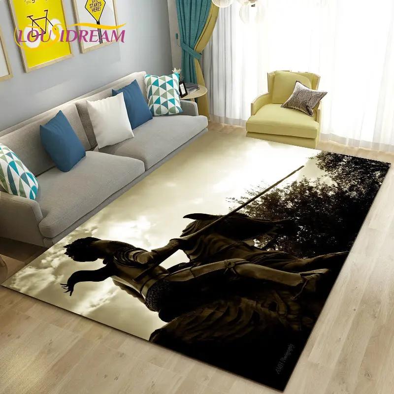 Ковер Игровой Зона Рыцарь Тамплиер Крестоносцы Большой,Ковер для Гостиной Спальни Дивана Придверный коврик Кухня,Нескользящий Коврик для Пола