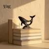 Niche Living Room Accents Minimalist Hollow Whale Figurine, 3D Printed Matte Animal Sculpture for Modern Home Decor Office Desk Decor, Statues