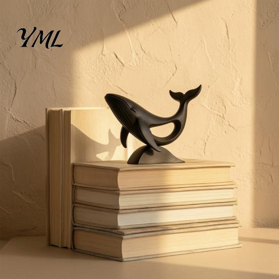Niche Living Room Accents Minimalist Hollow Whale Figurine, 3D Printed Matte Animal Sculpture for Modern Home Decor Office Desk Decor, Statues