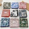 Flower Cotton Linen Print Scarves Floral Square Handkerchief Elegant Small Square Scarf  Women