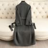 Double-sided Wool Coat Autumn and Winter New High-end Long Style Over Knee Waist Slim-fitting Design Woolen Coat