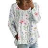 Women's Casual Fashion Loose Round Neck Floral Print Long Sleeve Top
