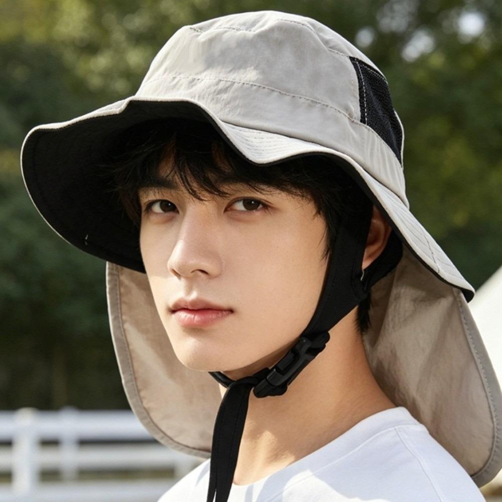Anti-UV Sun Hat Sun Protection Shawl Safari Cap Fashion Bucket Hat Hiking Fishing