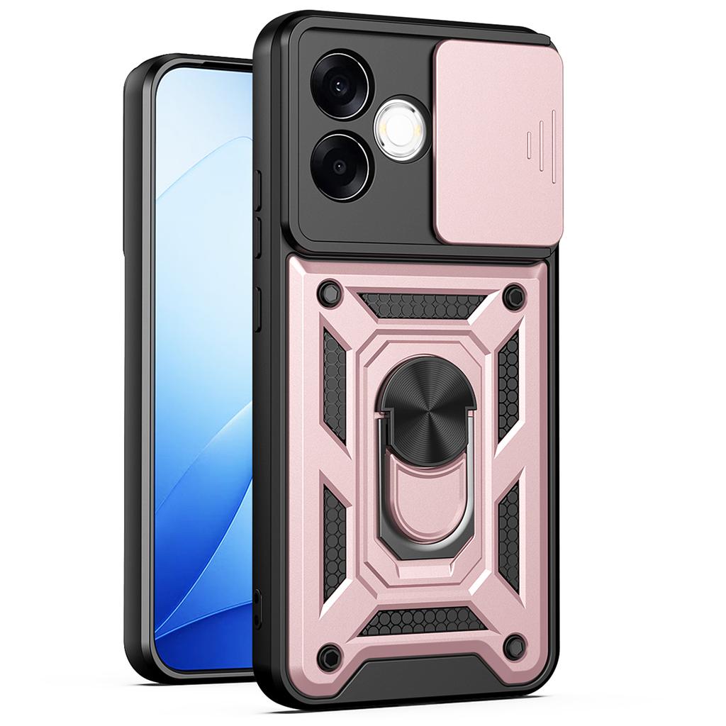 Чехол для Oppo F33 Pro Чехол-подставка с магнитным кольцом для Oppo F33 Pro Бронированный чехол для телефона Защитная задняя крышка со шторкой для камеры