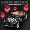 1:18 1936 Mercedes Benz 500K Классический Винтажный Автомобиль Сплав Металл Литье под Давлением Модель Машины Звук и Свет Коллекция Хобби Подарок для Мальчика