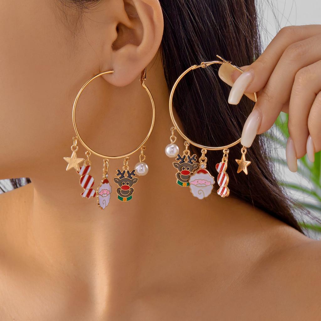 Snowflake Christmas Necklace And Earrings Set With Alloy Accents For Seasonal Gift