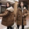 Пуховик женский средней длины зимний 2025 новый хлопковый пуховик под двойку свободный пуховик-хлебушек утолщенные утепленные куртки