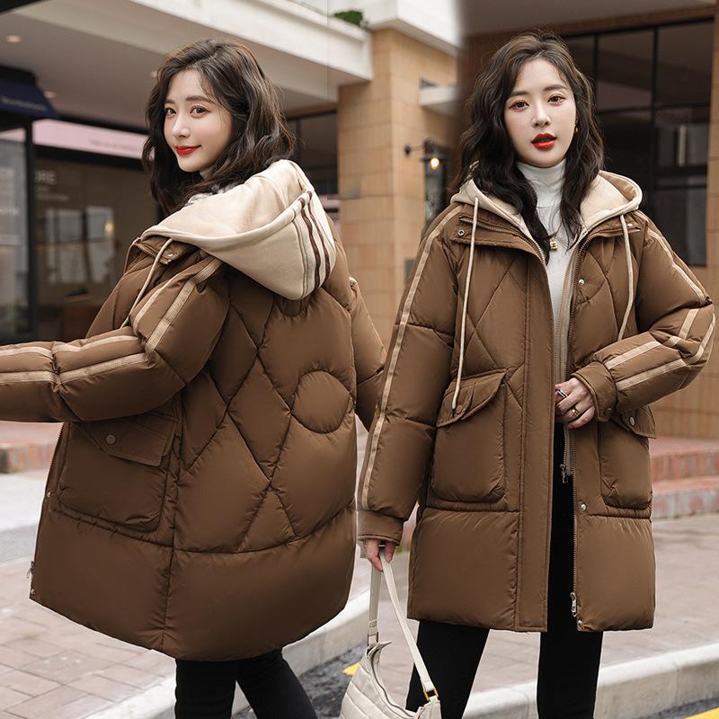 Пуховик женский средней длины зимний 2025 новый хлопковый пуховик под двойку свободный пуховик-хлебушек утолщенные утепленные куртки