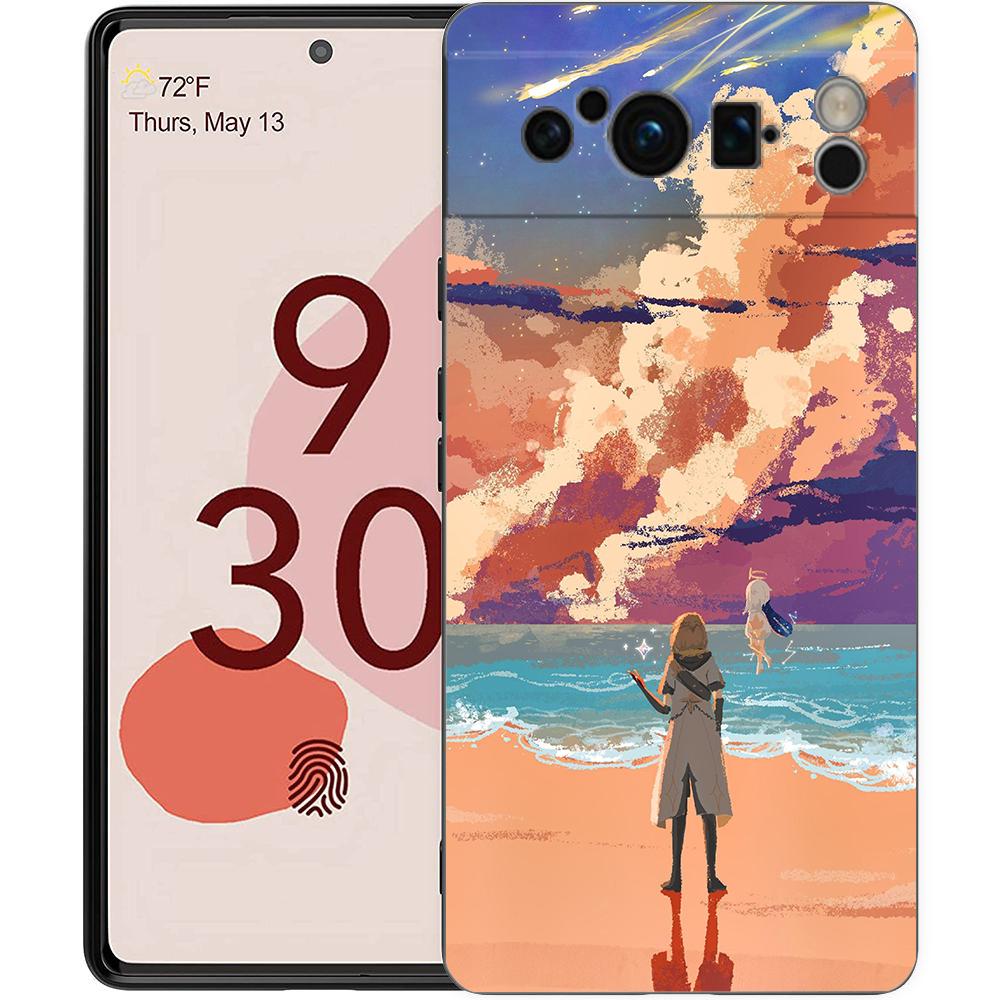 Пейзаж игры Genshin Impact Чехол для телефона для Google Pixel 8 A 7 6 Pro 6A 5G Черный Мягкий Противоударный Чехол Силиконовый TPU Чехол