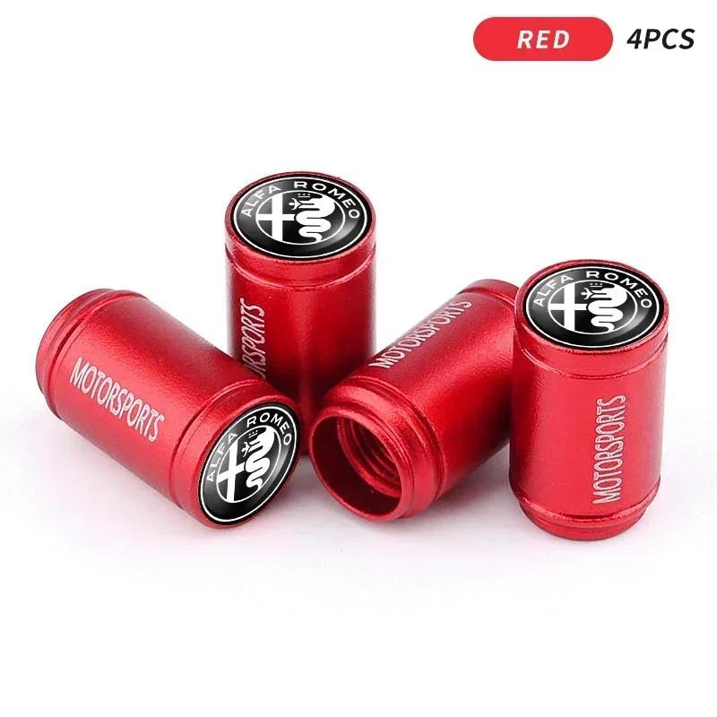 ACPXJ1 4Pcs Metal Car Styling Wheel Tire Valve Caps Cover Accessories For Alfa Romeo 159 Giulietta Giulia 147 Mito 156 166 Stelvio