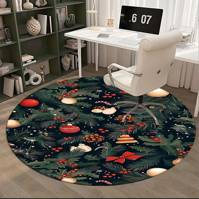 1pc Christmas Holiday Festive Chair Mat - Anime Cartoon Design Office Chair Pad, Non-Slip Carpet for Home Decor, Living Room, Bedroom, Game Room, Dorm