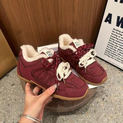 Флисовые теплые с внутренним увеличением роста моральные тренировочные кроссовки женские 2025 зима новые пушистые ретро универсальные повседневные спортивные кроссовки Форрест Гамп