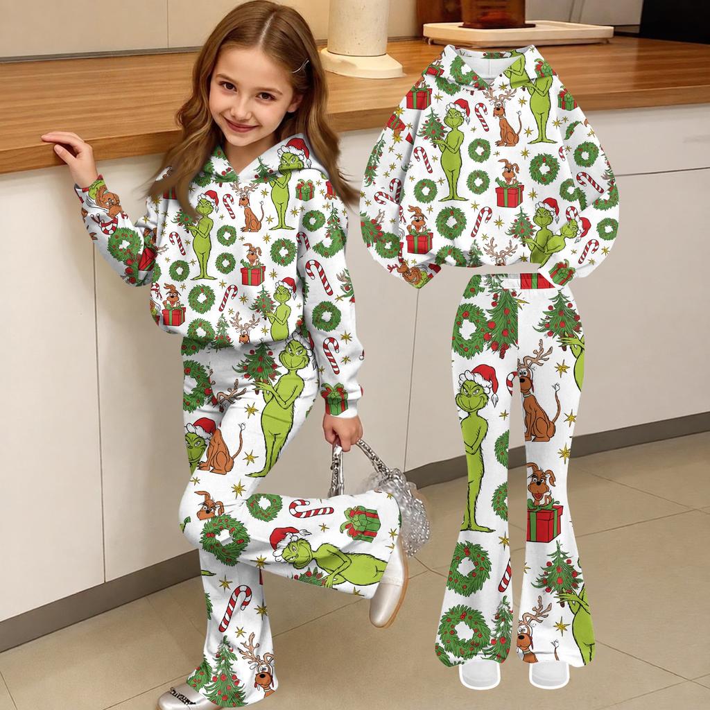 Kids' Long Sleeve Casual Hooded Top and Pants Set, Fashion Outfit for Boys and Girls