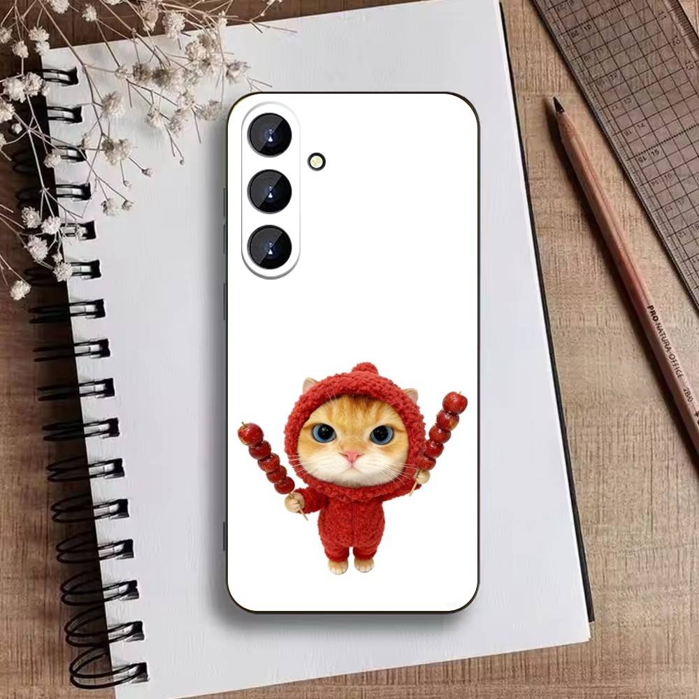 Забавный Глупый Кот Мышь Чехол для Телефона Для Samsung Galaxy A73,A21s,A22,A31,A52,A53,A71,A41 Мягкий Черный Корпус