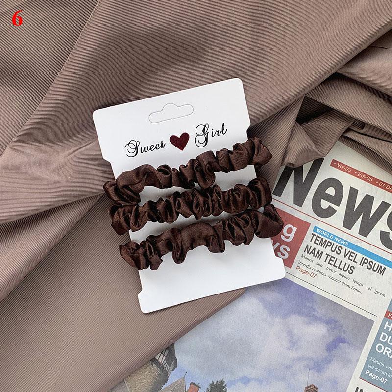 3Pcs/Set Silk Satin Solid Color Hair Ties Silky Scrunchies Set Women Simple Style Rubber Band Ponytail Holder Hair Accessories
