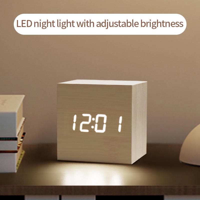 Wooden Desktop Clock LED Digital Alarm Clocks Bedside LED Alarm Clocks Electronic Clocks Office Decoration Reloj De Escritorio
