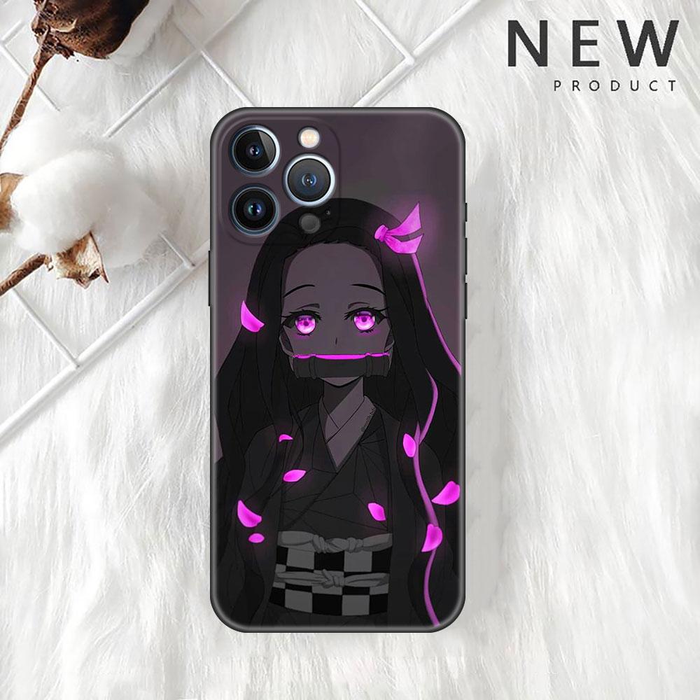 Чехол Funda для Apple iPhone 14 11 13 7 12 Pro 7 XR XS Max 8 Plus 6 14Pro 13Mini, черный мягкий чехол для телефона аниме Demon Slayer