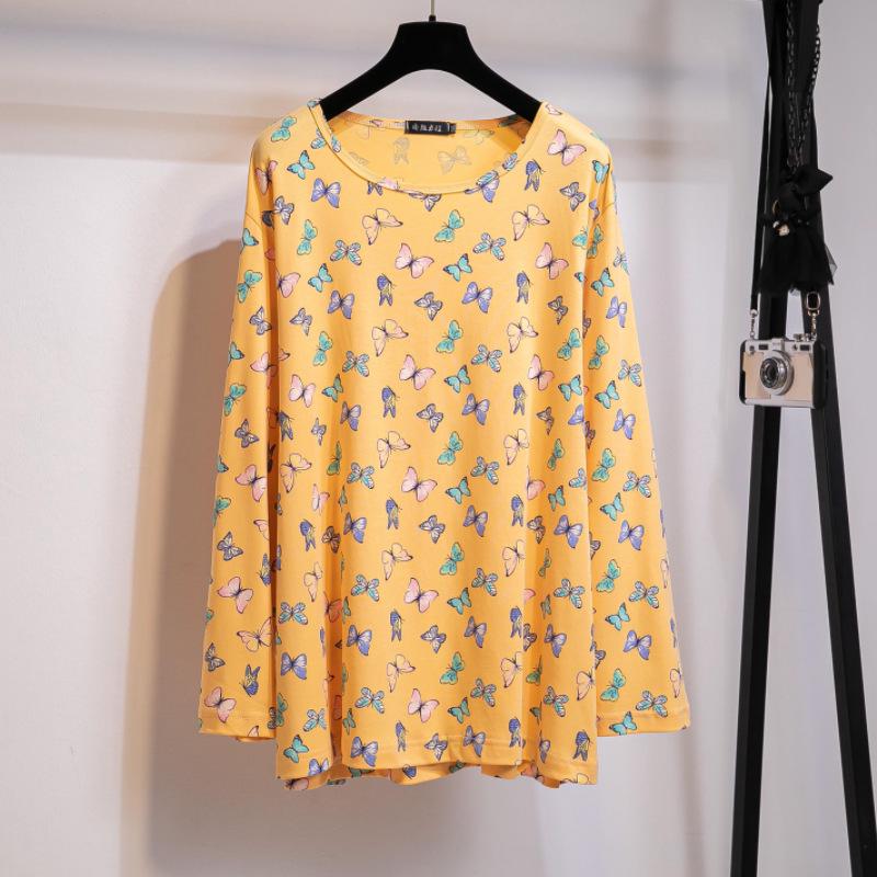 Милый женский пижамный комплект большого размера 2025 - Топ с длинным рукавом и брюки из чистого хлопка