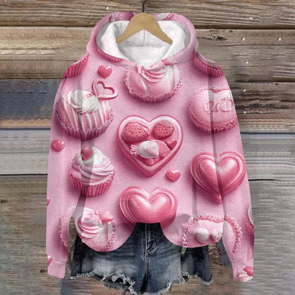 Женская плюшевая теплая повседневная куртка с принтом ко Дню святого Валентина, зимняя куртка