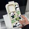 Чехол для телефона с матовой кожей и рисунком панд для iPhone 16 Pro Max 15 Pro 14 13 12 11, тонкий, ударопрочный, мягкий чехол-бампер из ТПУ
