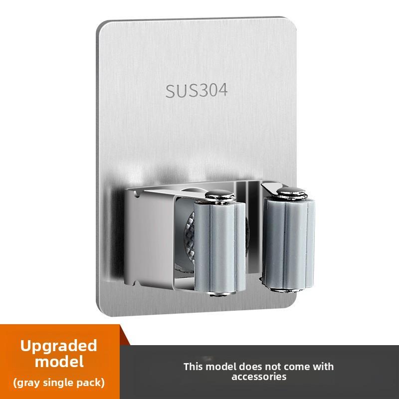 Stainless Steel Mop Rack Without Punching Mop Clip Broom Hook Bathroom Wall Hanging Floor Mop Thickened Storage Rack Wall Shelf