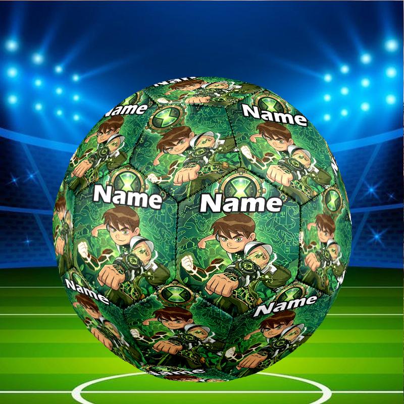 Custom Name Personalized Ben 10 Cartoon Print Size 5 Soccer Ball Training & Match Football, for Team, Kicking, Gift for Football