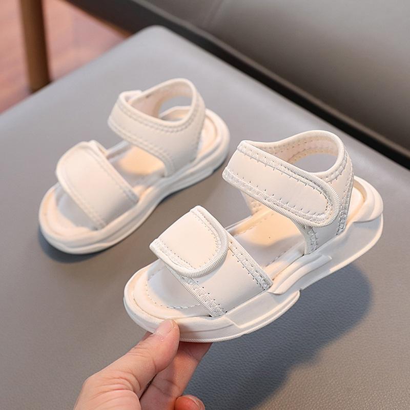 Детские летние удобные простые повседневные уличные универсальные ретро однотонные нескользящие пляжные туфли с мягкой подошвой для маленьких мальчиков и девочек, сандалии, обувь