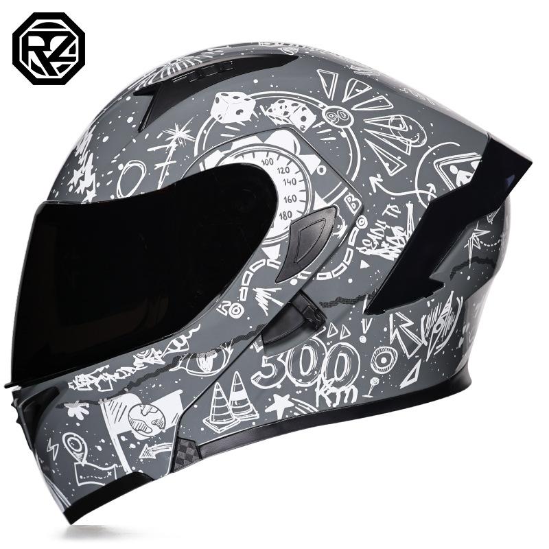 Motorcycle Helmets Men's and Women's Unveiling Helmets Full Helmets Tail Rider Bluetooth Locomotive Men's and Women's Winter Personality Electric