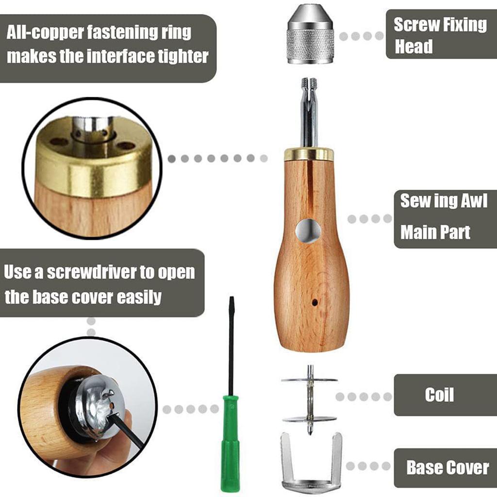 Набор шила для шитья по коже с отверткой Набор инструментов для шитья по коже Изогнутая и коническая игла Аксессуары для шитья по коже