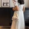 Chinese Embroidery Flower Handbag Shoulder Bag Floral Bucket Bag Hanfu Drawstring Bag  Shopping