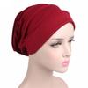 Тюрбан-шляпа Femme Wrap Head Головные повязки Slouch Beanies Однотонный капот Chemo Cap Женская хлопковая шляпа