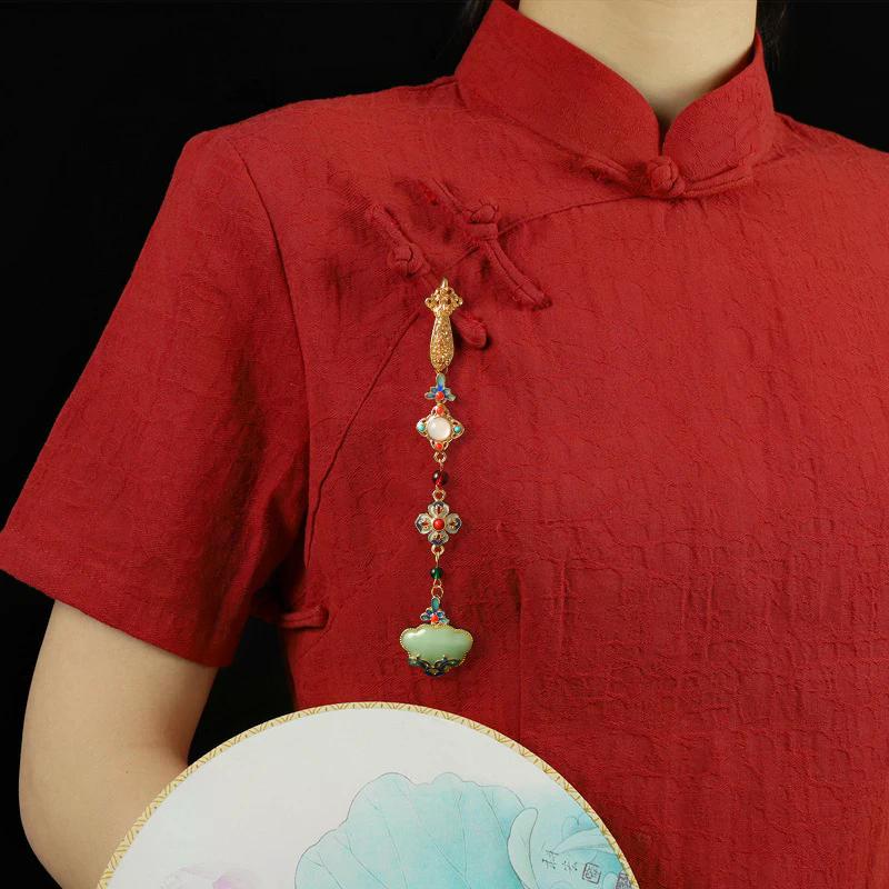 Женский китайский стиль Cheongsam Qipao лацкан подвеска кисточка кулон винтажная брошь элегантный стиль ханьфу аксессуары
