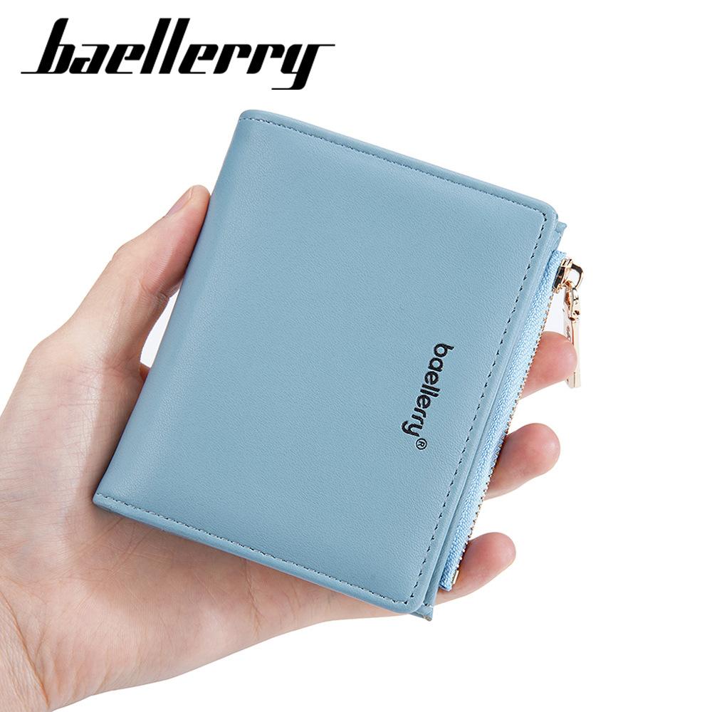 Женский короткий кошелек Baellerry из искусственной кожи, кошелек на молнии для монет, кошелек с откидным клапаном на кнопке, простой модный держатель для карт
