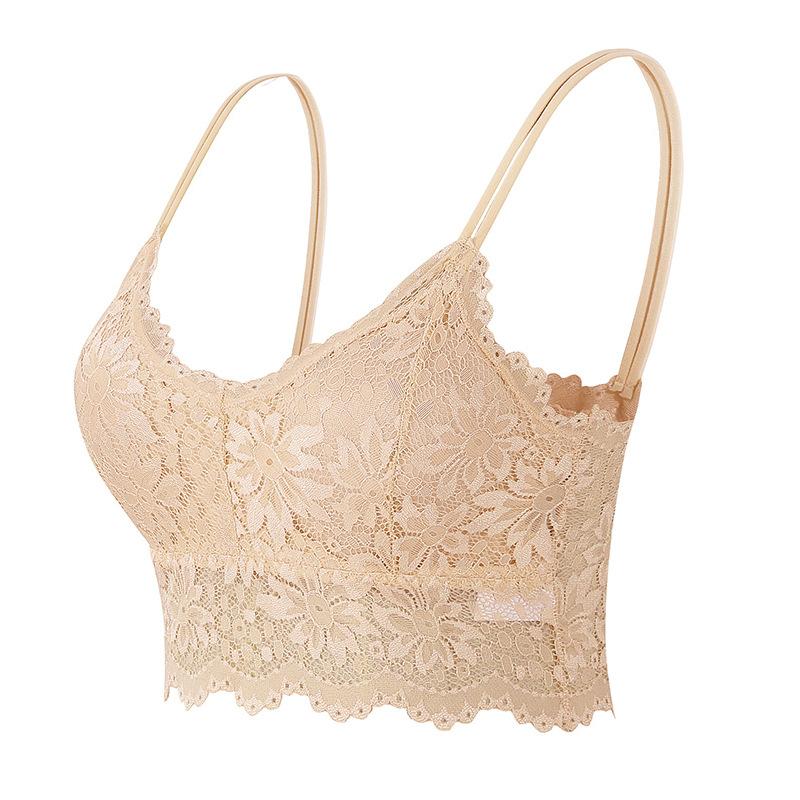 Women Lace Bras Top Comfortable Bralette Solid Color Sexy Underwear Vest Female Hollow Out Wireless Lingerie Seamless Bra