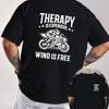 Relax IS EXPENSIVE Motorcycle Rider Double Sided Print T-Shirt Men's Summer Short-sleeved Round Neck Casual Streetwear Tops Tee