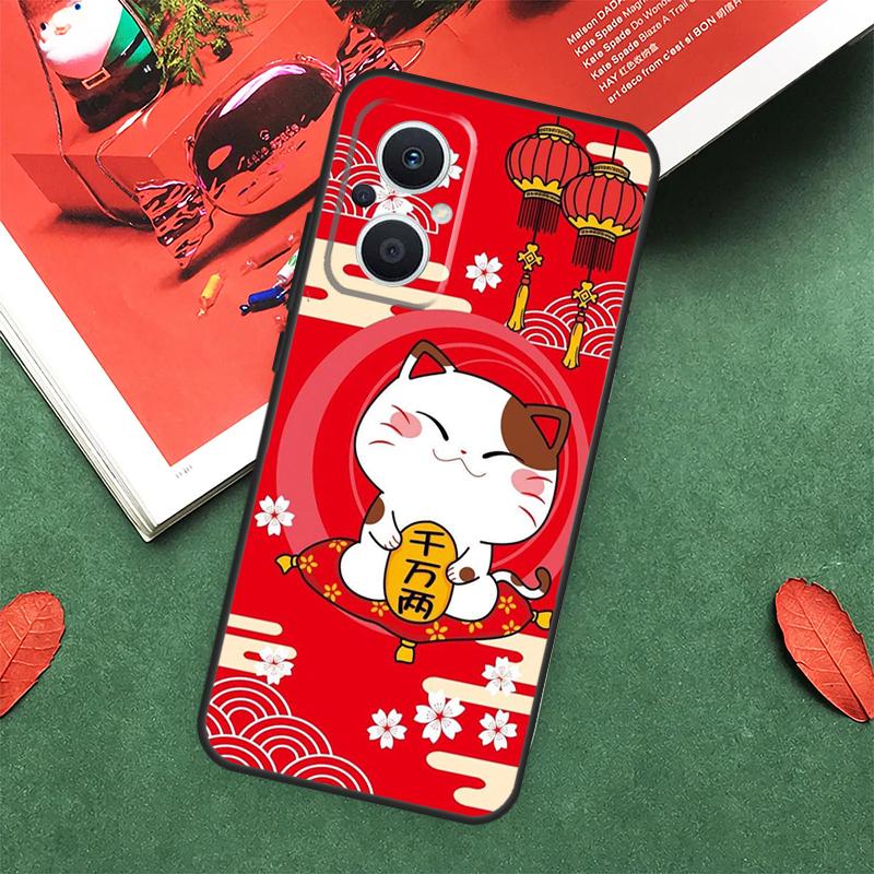 Китайский милый счастливый кот Чехол Для OPPO Reno 10 11 12 13 14 Pro 11F 12F 13F 14F 7 8 Lite OPPO Find X9 X8 X5 Pro Чехол