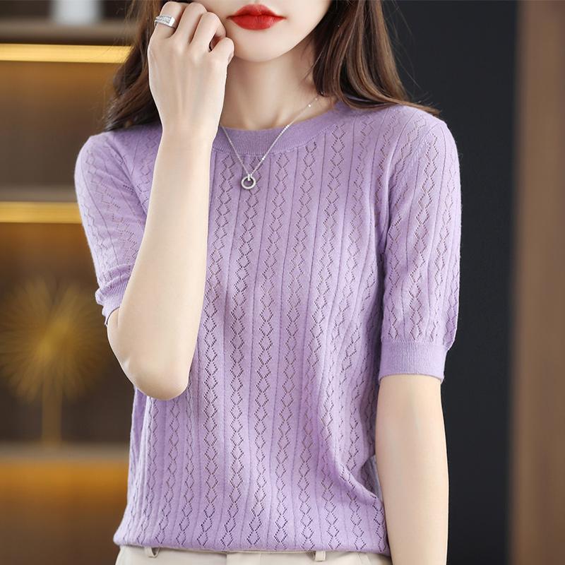 Футболка с короткими рукавами Ice Silk, женская летняя, с круглым вырезом, свободная и универсальная, трикотажная, с короткими рукавами, базовая рубашка