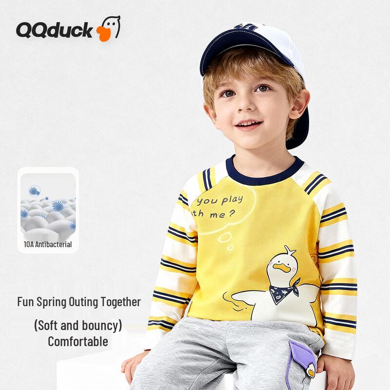 QQ DUCK Мальчишеская полосатая футболка с длинным рукавом