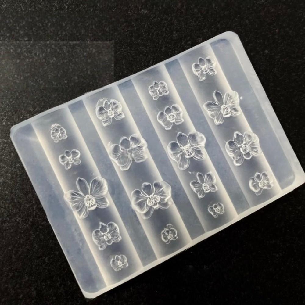 Silicone Nail Art Carving Template Carving Template Flower Pattern 3D Phalaenopsis Flower Mold Butterfly Orchid Design Reusable