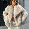 Womens Coats Winter Cropped Faux Fur Coat Women Autumn Long Sleeve Fluffy Black Jacket Outerwears Warm Plush Short Coats
